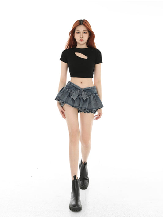 【24s Apr.】Stylish Denim Pleated Skirt