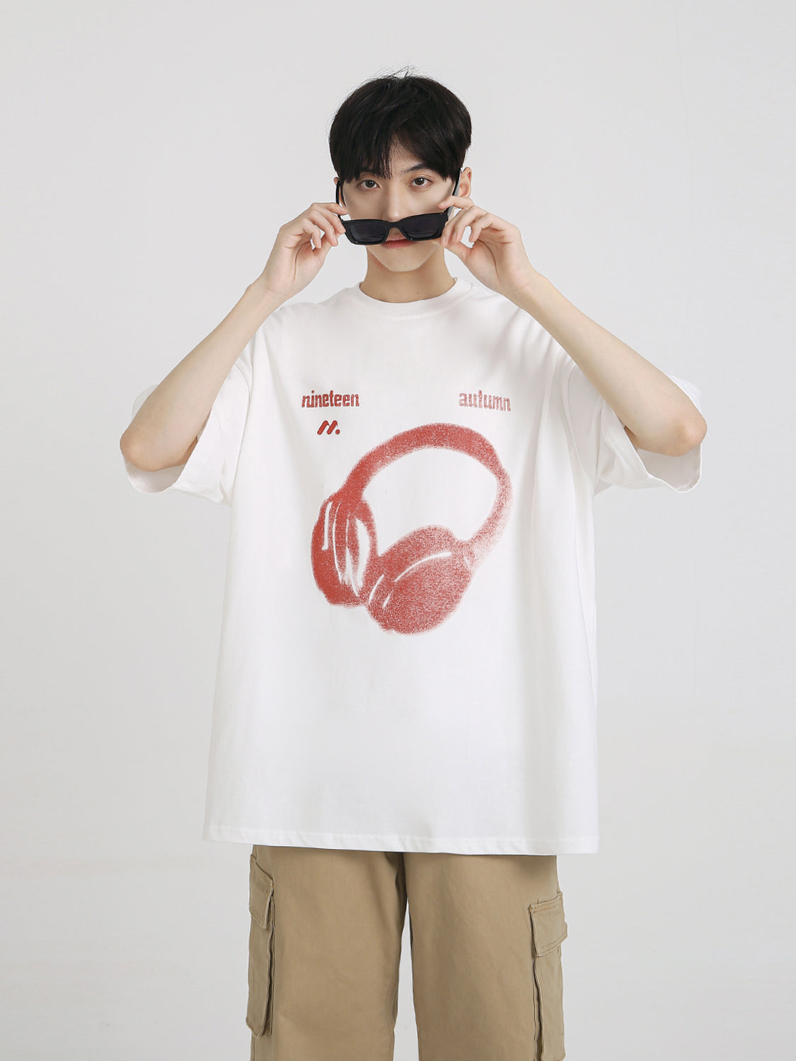 【24s Aug.】Headphones Print Short Sleeves