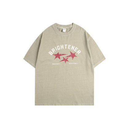 【24s Aug.】Washed Distressed Star Print Short Sleeves