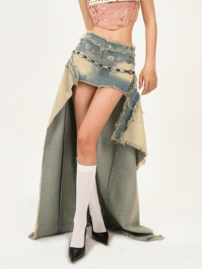 【24s May.】Festival Outfit Distressed Denim Midi Skirt