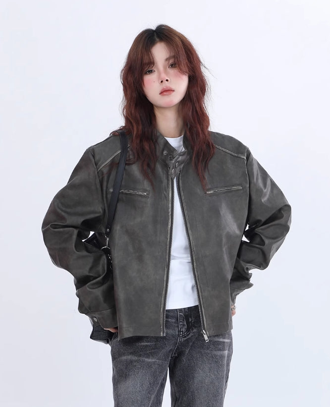【24s Apr.】American Motorcycle Style Leather Jacket