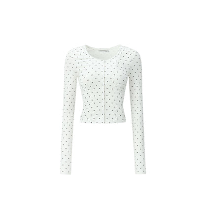 【24s Jun.】Slim Fit Cropped Polka Dot Top