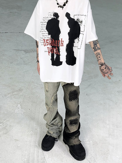 【24s July.】Transformed Portrait Shadow Print T-shirt