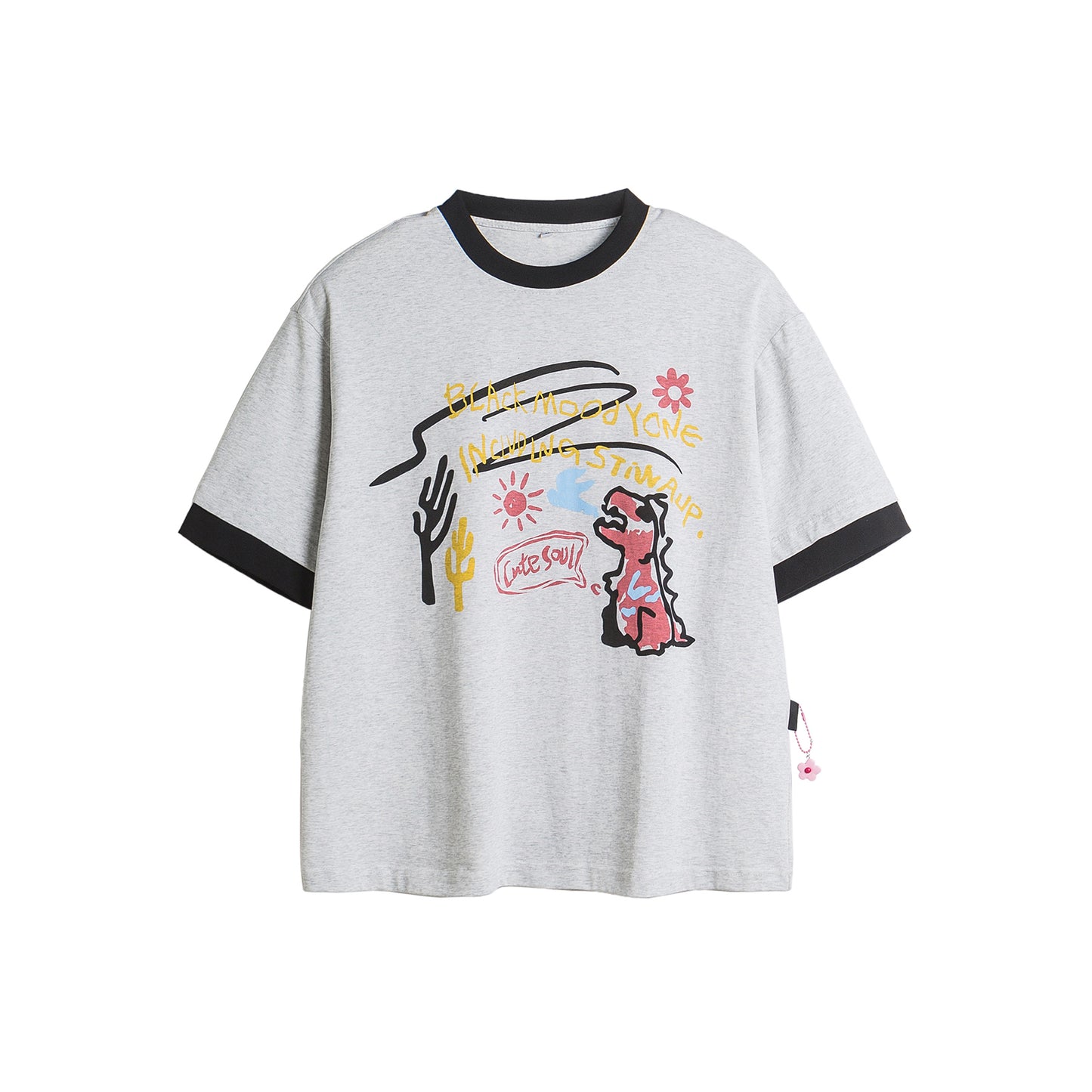 【24s July.】Fake Two-piece Fun Graffiti Short Sleeves