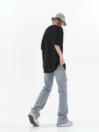 【23s July】Washed Distressed Denim Jeans