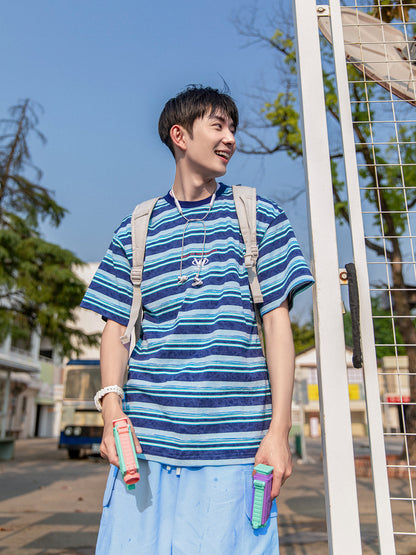 【24s July.】Washed Loose Striped Short Sleeves