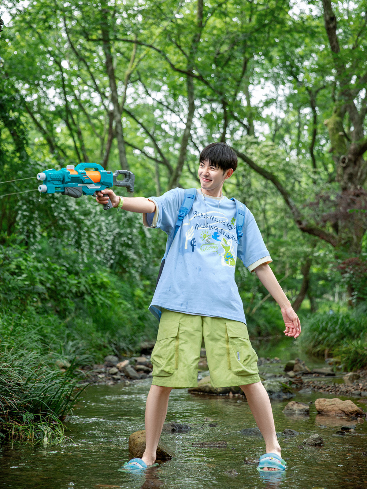 【24s July.】Fake Two-piece Fun Graffiti Short Sleeves