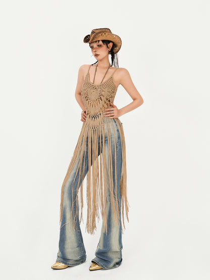 【24s May.】2024 Design Mesh Fringe Beach Cover-Up