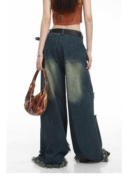 【24s Apr.】Custom Distressed Fringed High Street Jeans