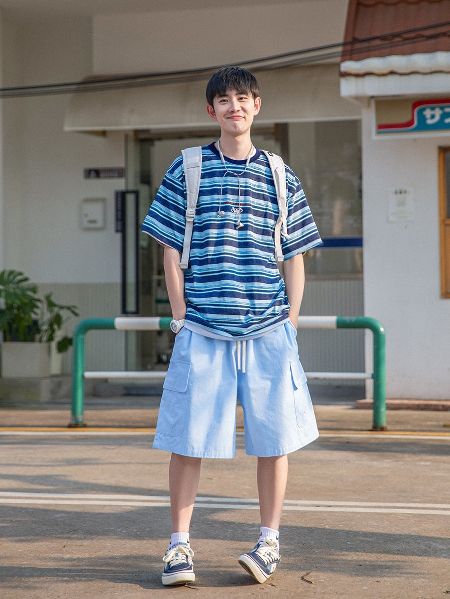 【24s July.】Washed Loose Striped Short Sleeves