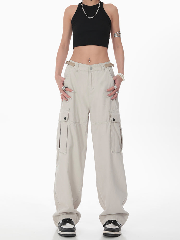 【23s July】Wide-Leg Straight Fit Cargo Pants