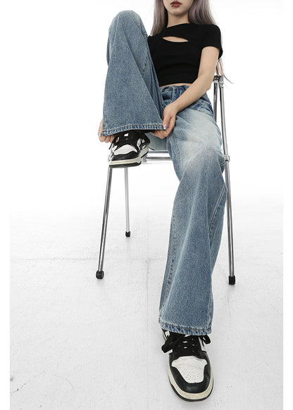 【24s Apr.】High Waist Retro Style Straight Leg Jeans