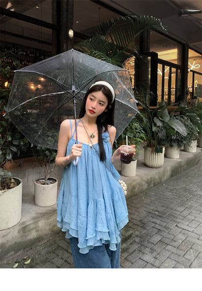 【24s Sep.】Blue Backless Suspender Dress