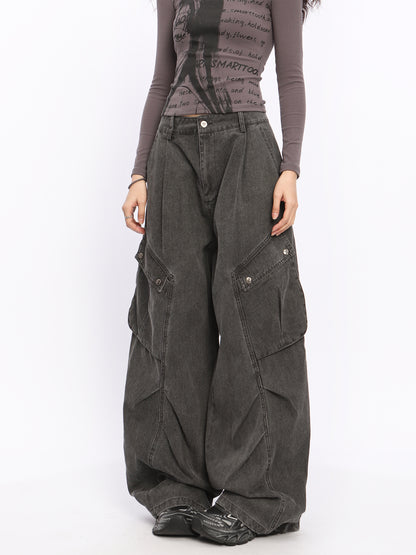 【24s Mar.】Retro Washed Pleated Baggy Jeans