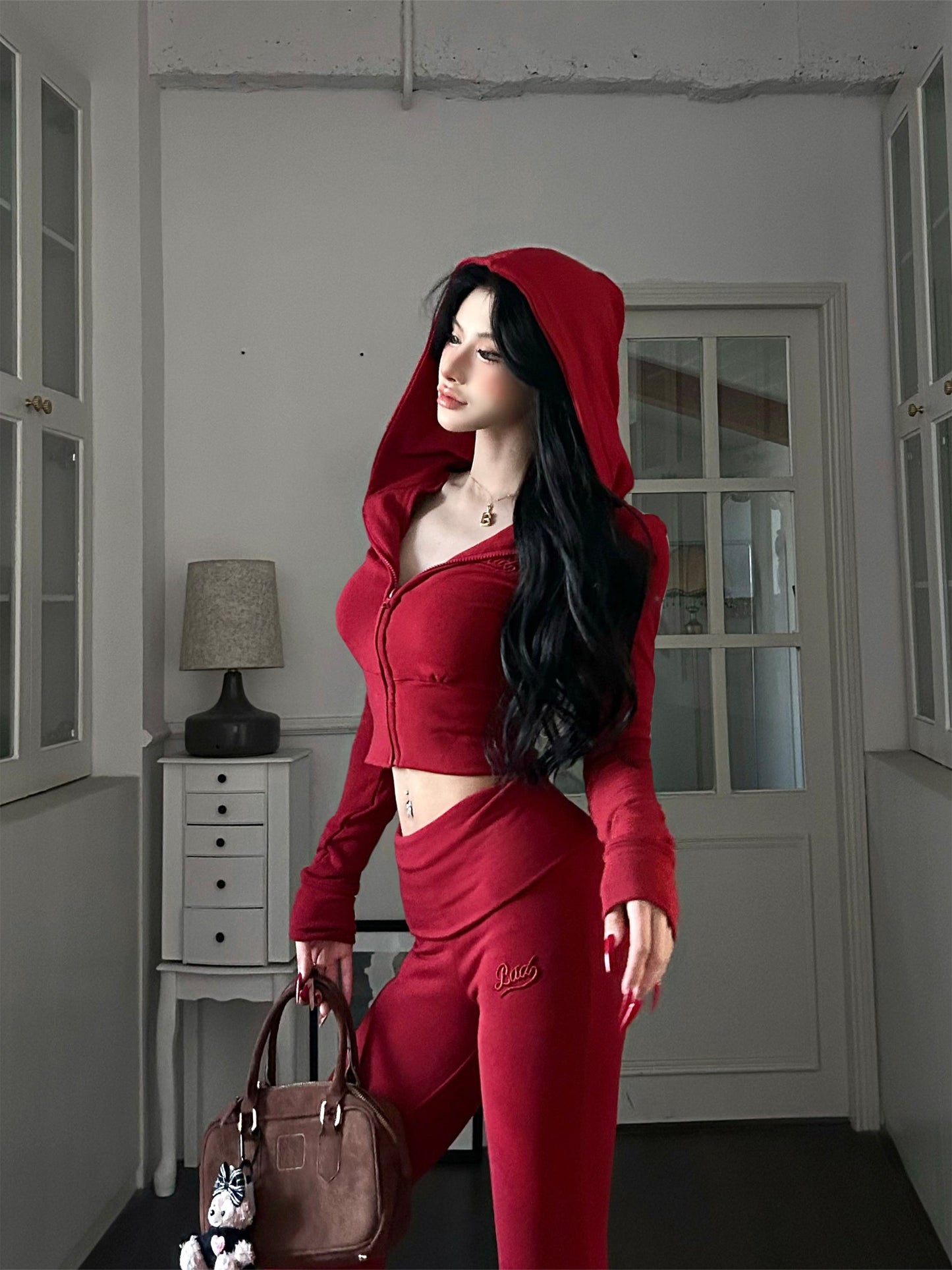 【25s Feb.】Red Hoodie Two-Piece Set