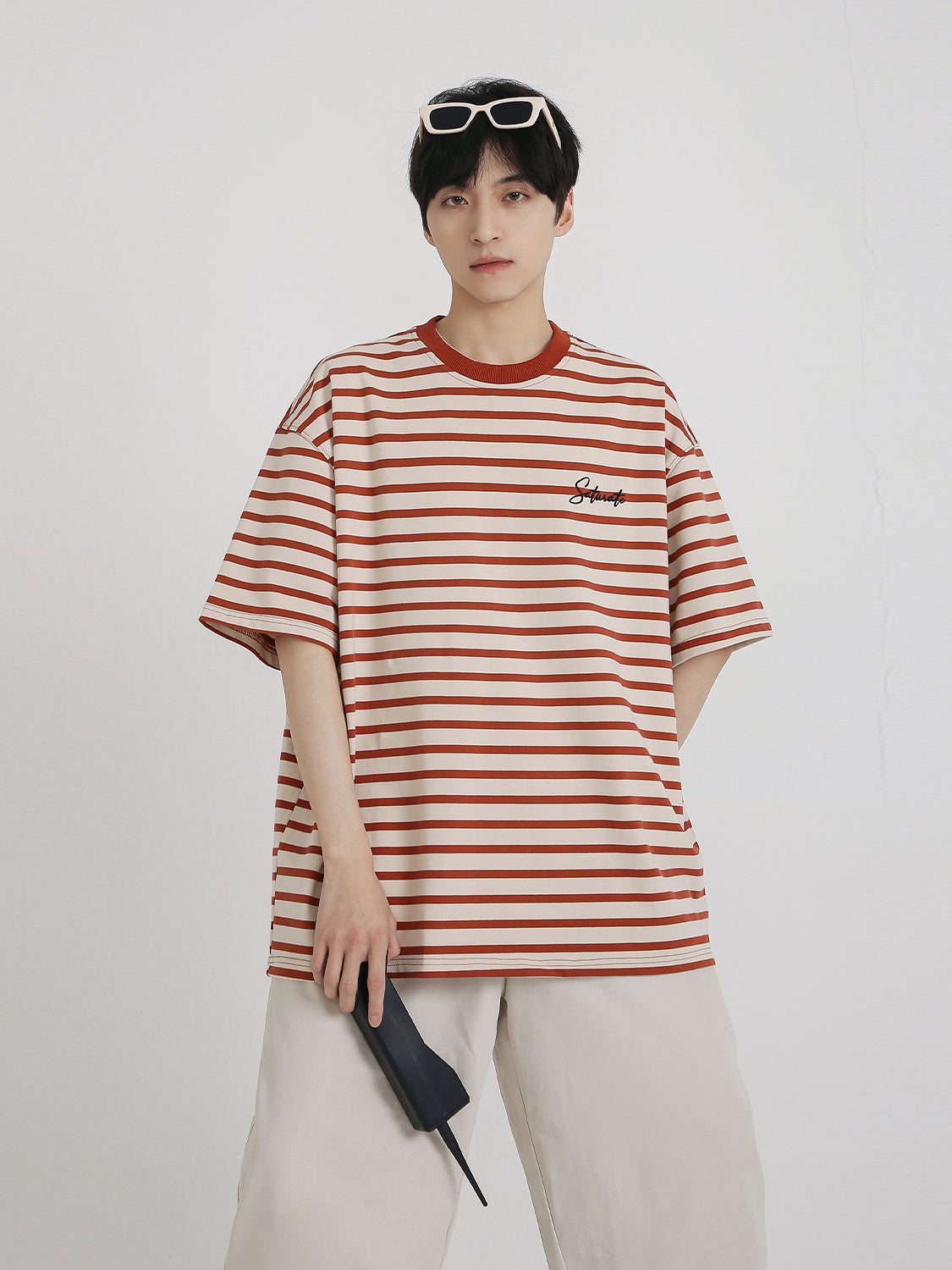 【24s Aug.】Striped Letter Embroidered Short Sleeves