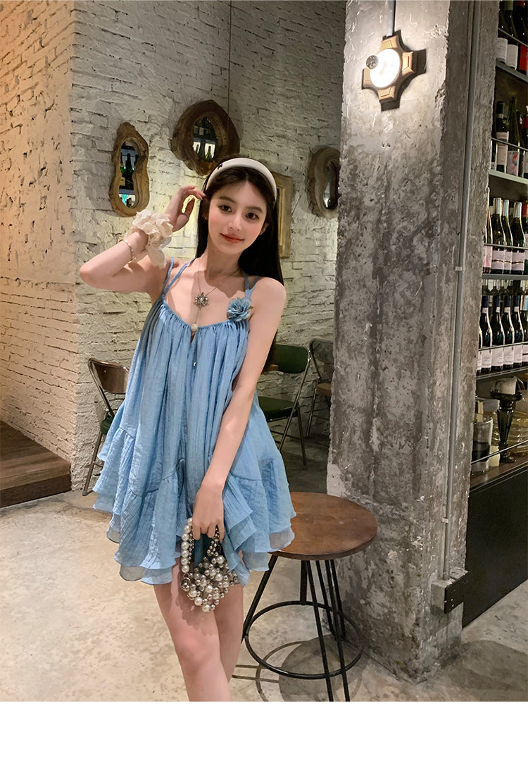 【24s Sep.】Blue Backless Suspender Dress