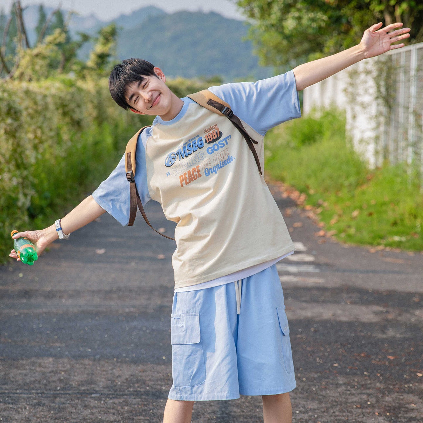 【24s July.】Color Block Letter Print Short Sleeves