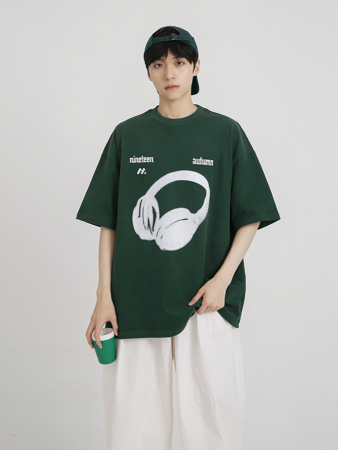 【24s Aug.】Headphones Print Short Sleeves