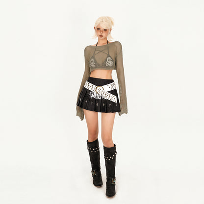 【24s May.】Brand Design Lightweight High Waist Leather Mini Skirt