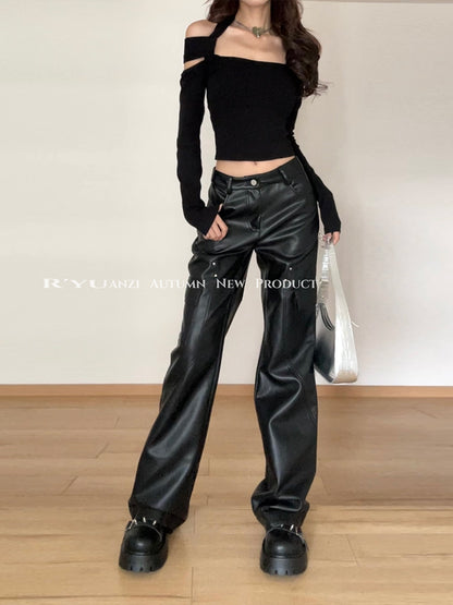 【24s Feb.】Dark Temptation Retro Rivet Leather Pants