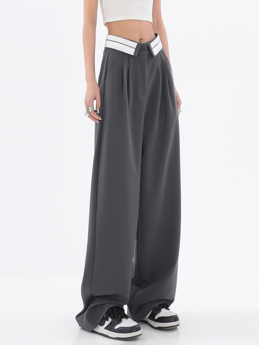 【23s July】Wide-leg Niche Straight-leg Drape Casual Pants