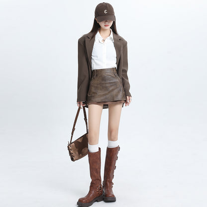 【24s Feb.】Chic PU Leather Skirt