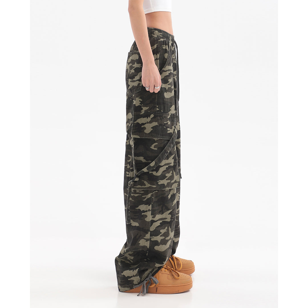 【23s July】Camouflage Wide-Leg Cargo Pants