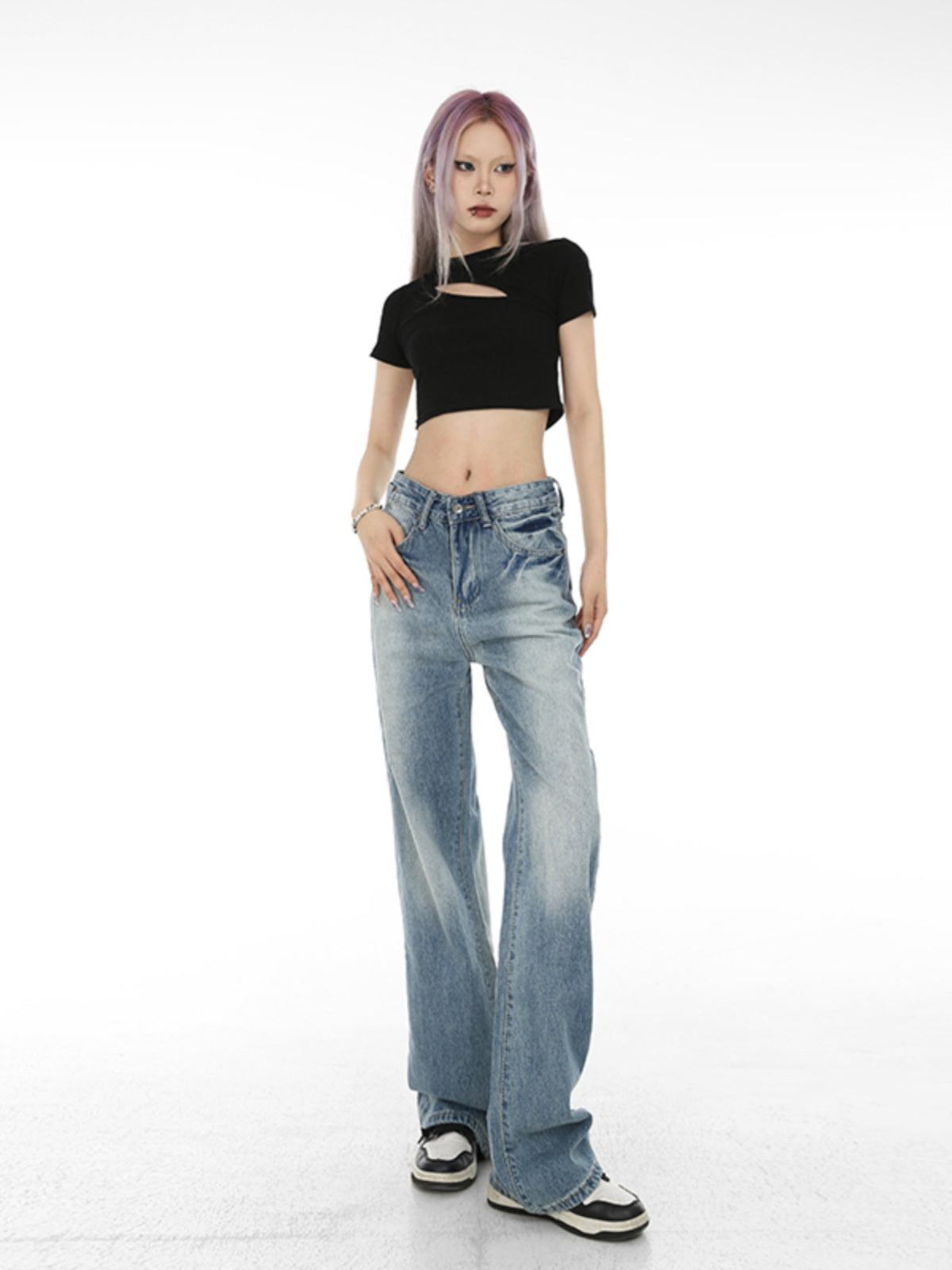 【24s Apr.】High Waist Retro Style Straight Leg Jeans