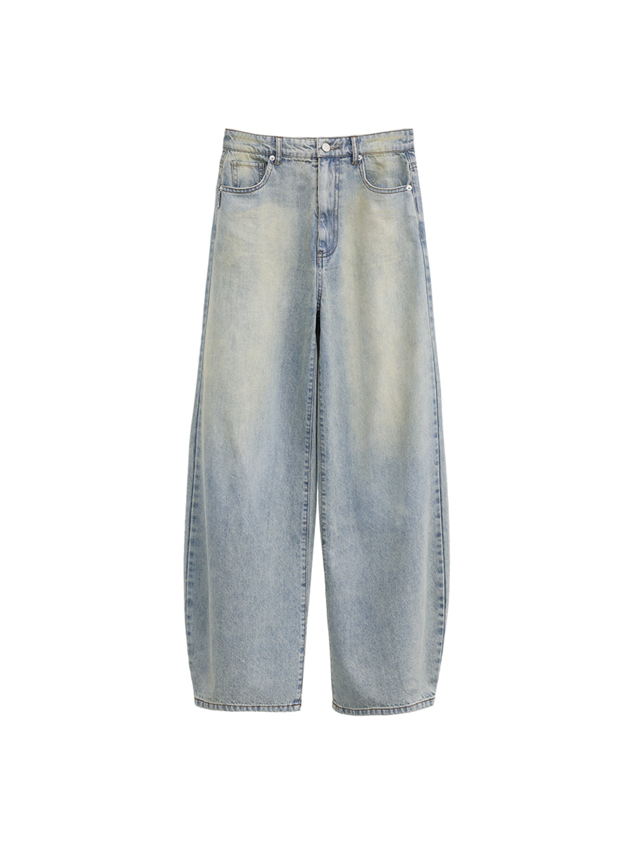 【24s May.】Distressed washed wide-leg jeans