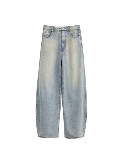 【24s May.】Distressed washed wide-leg jeans