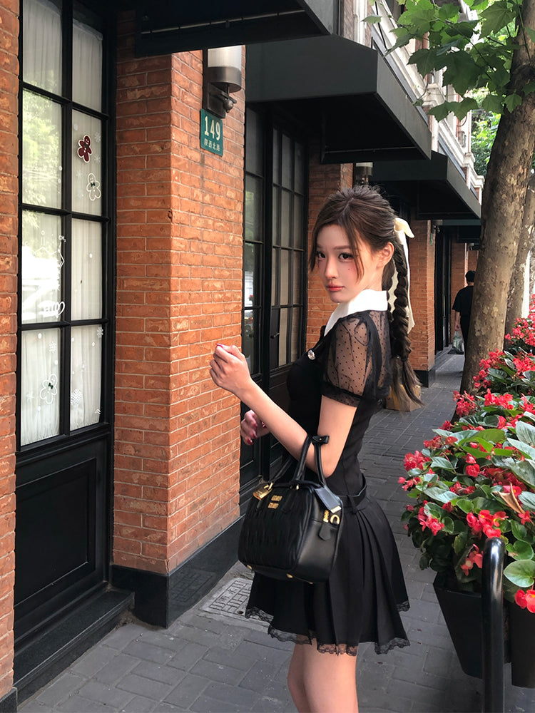 【24s Aug.】Puff Sleeve Black Dress