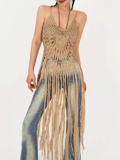 【24s May.】2024 Design Mesh Fringe Beach Cover-Up