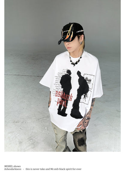 【24s July.】Transformed Portrait Shadow Print T-shirt