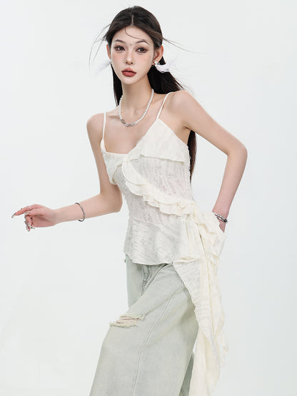 【24s Jun.】French Style Summer Ruffle Tank Top