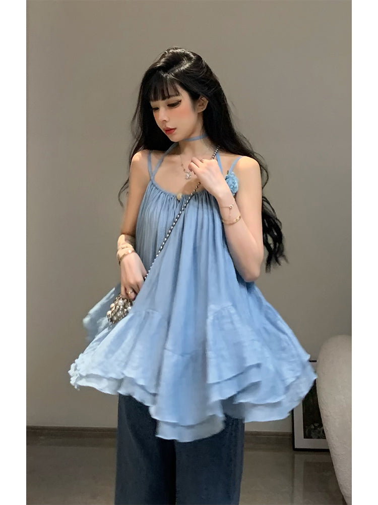 【24s Sep.】Blue Backless Suspender Dress