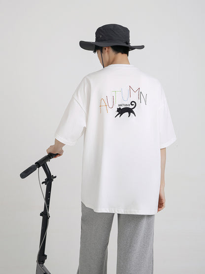 【24s Aug.】Cat Embroidered Loose T-shirt