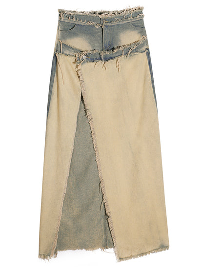 【24s May.】Festival Outfit Distressed Denim Midi Skirt