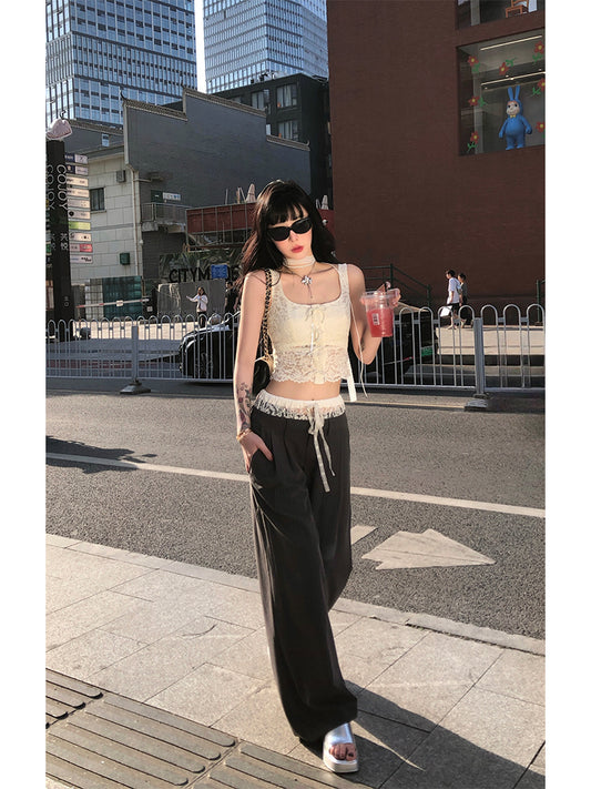 【24s Jul.】Concert Ready Lace Top and Wide-Leg Pants Set