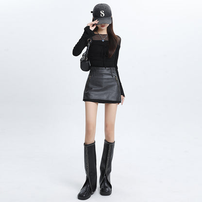 【24s Feb.】Chic PU Leather Skirt