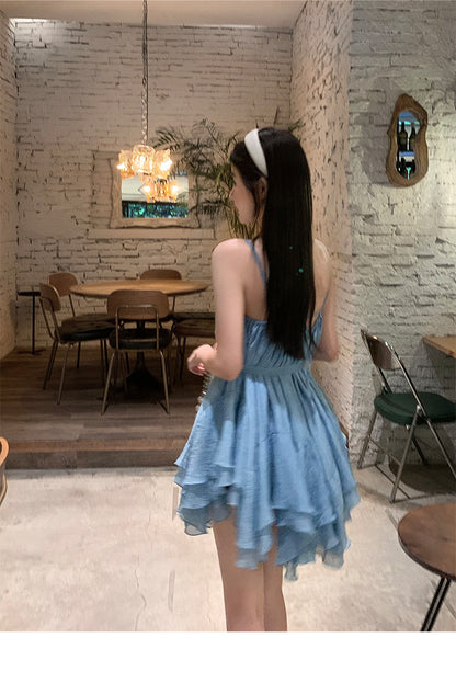 【24s Sep.】Blue Backless Suspender Dress