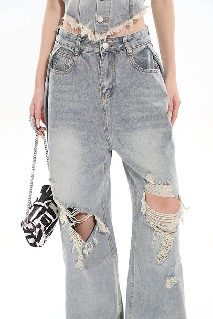 【24s Apr.】Ripped Hot Girl Denim Vest + Jeans